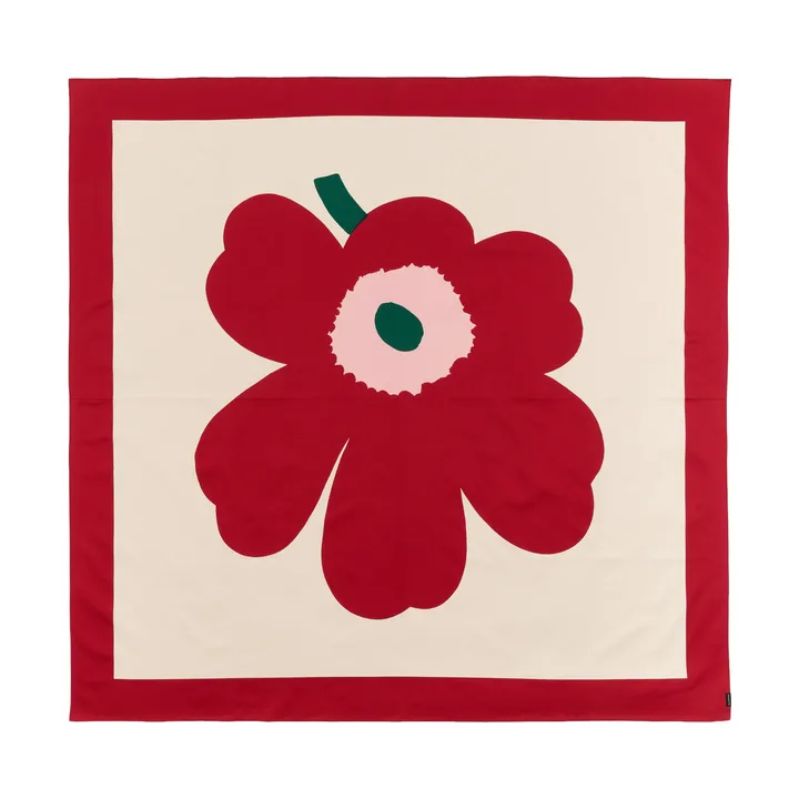 Unikko pöytäliina - Off white-cranberry-rose, 140x140 cm - Marimekko