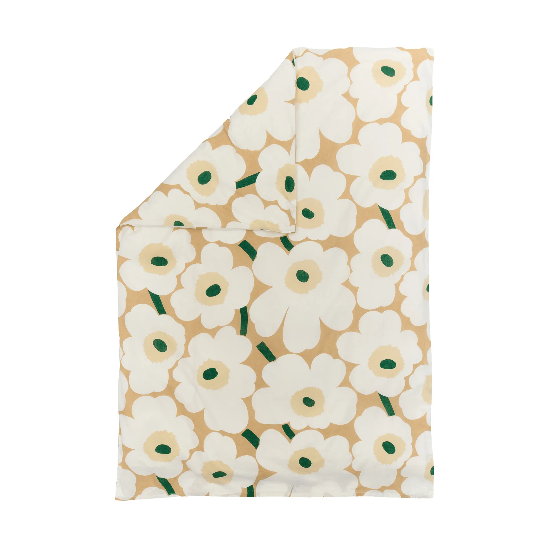 Unikko pussilakana 150x210 cm, Sand-off white-hay-emerald Marimekko