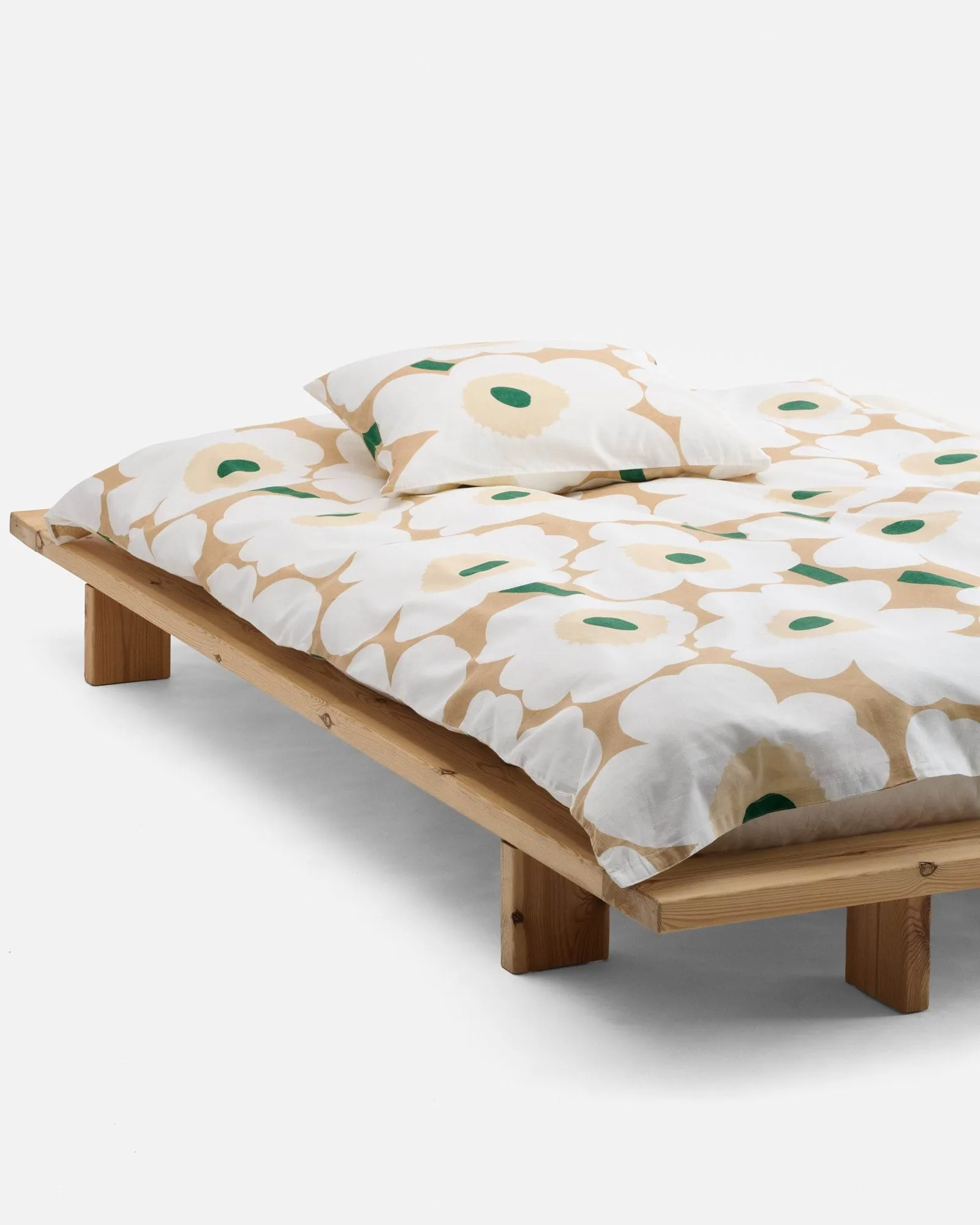 Unikko pussilakana 150x210 cm, Sand-off white-hay-emerald Marimekko