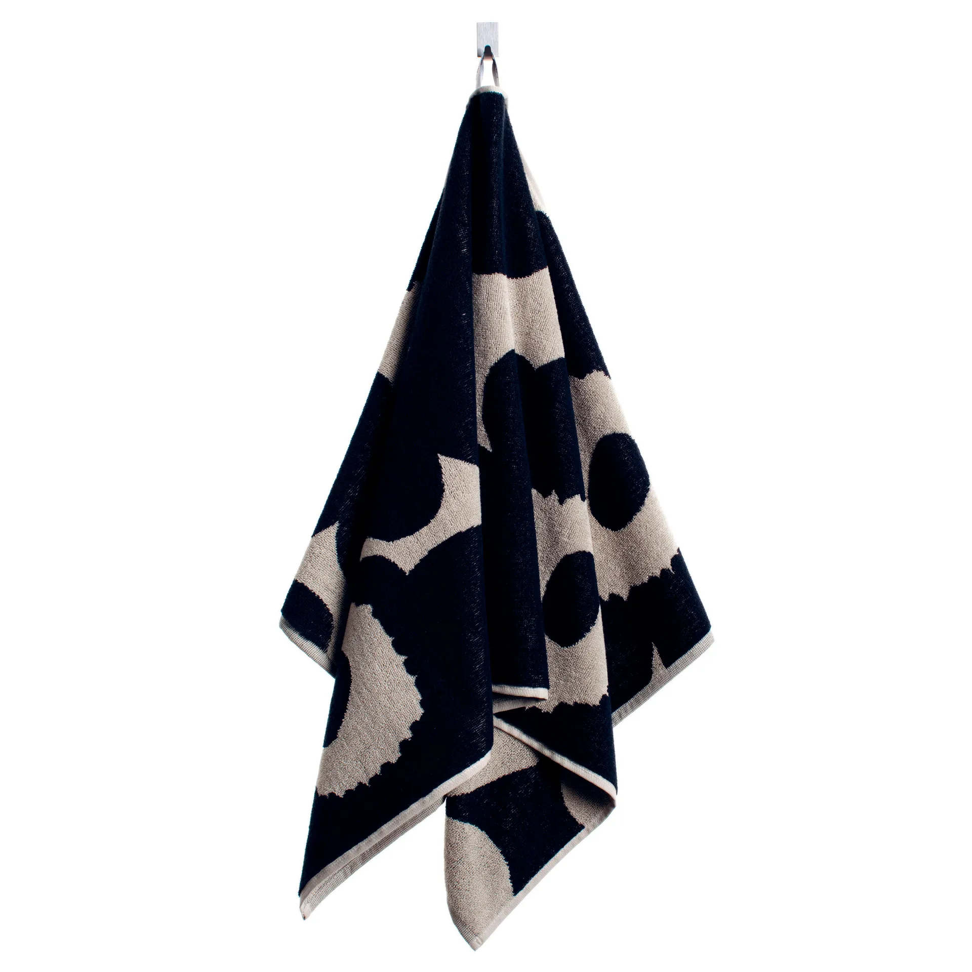 Unikko pyyhe musta hiekanvärinen, käsipyyhe Marimekko