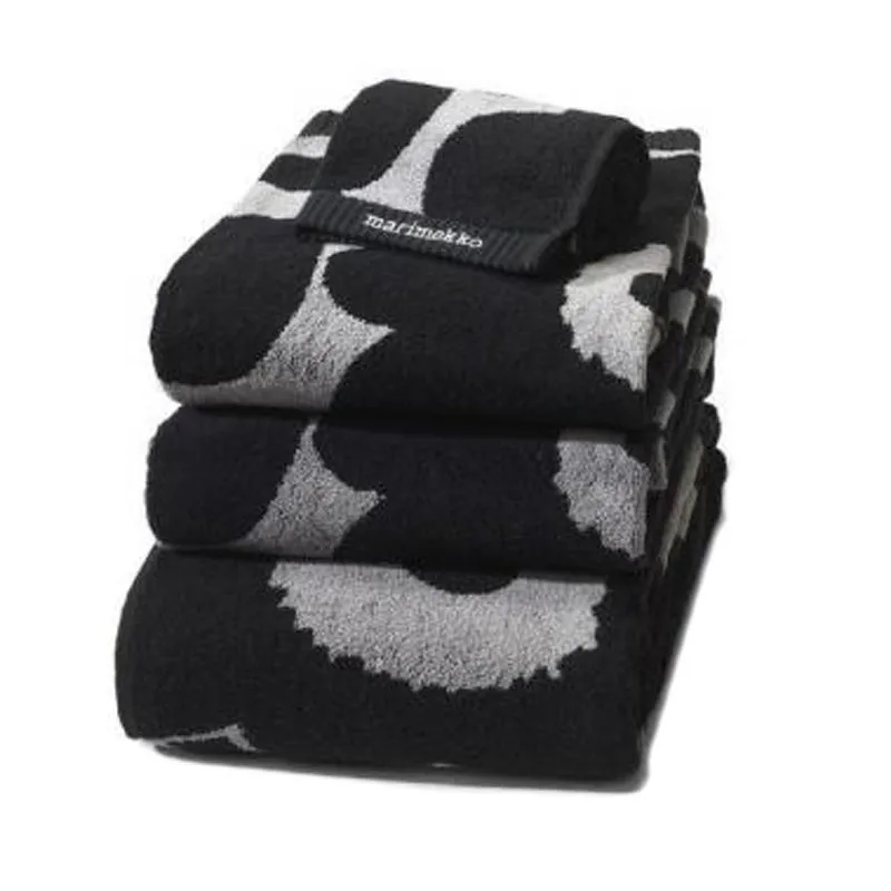 Unikko pyyhe musta hiekanvärinen, käsipyyhe Marimekko