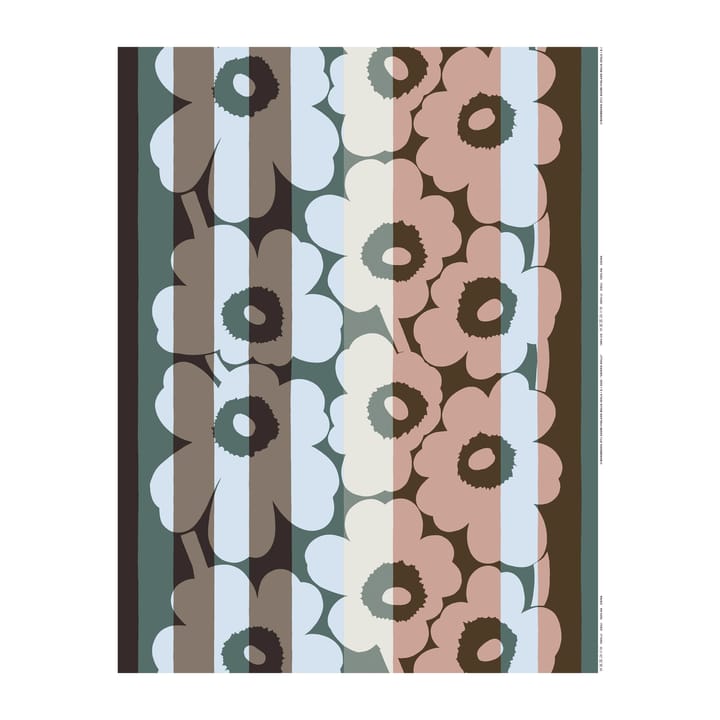 Unikko Ralli -kangas - Brown-petrol-light red - Marimekko