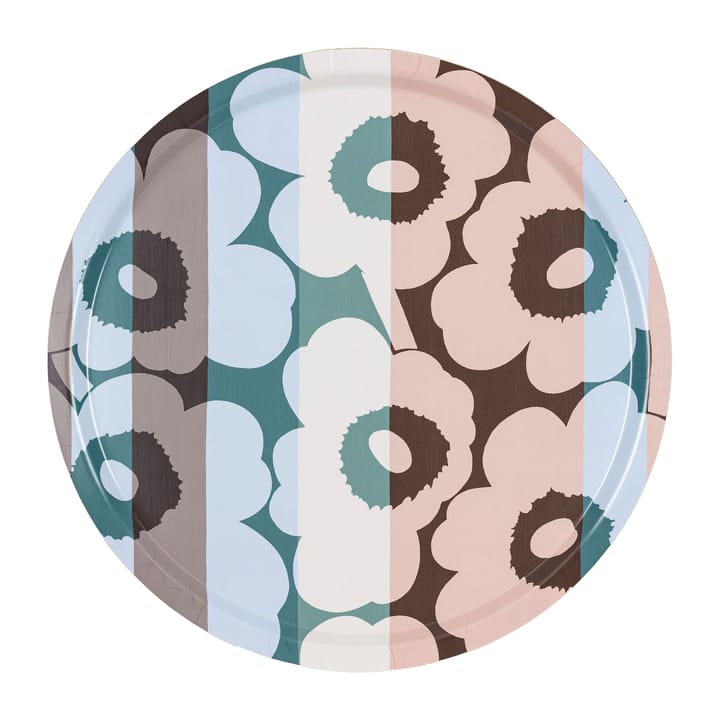Unikko Ralli -tarjotin Ø 46 cm - Cream-light sky-dusty rose - Marimekko