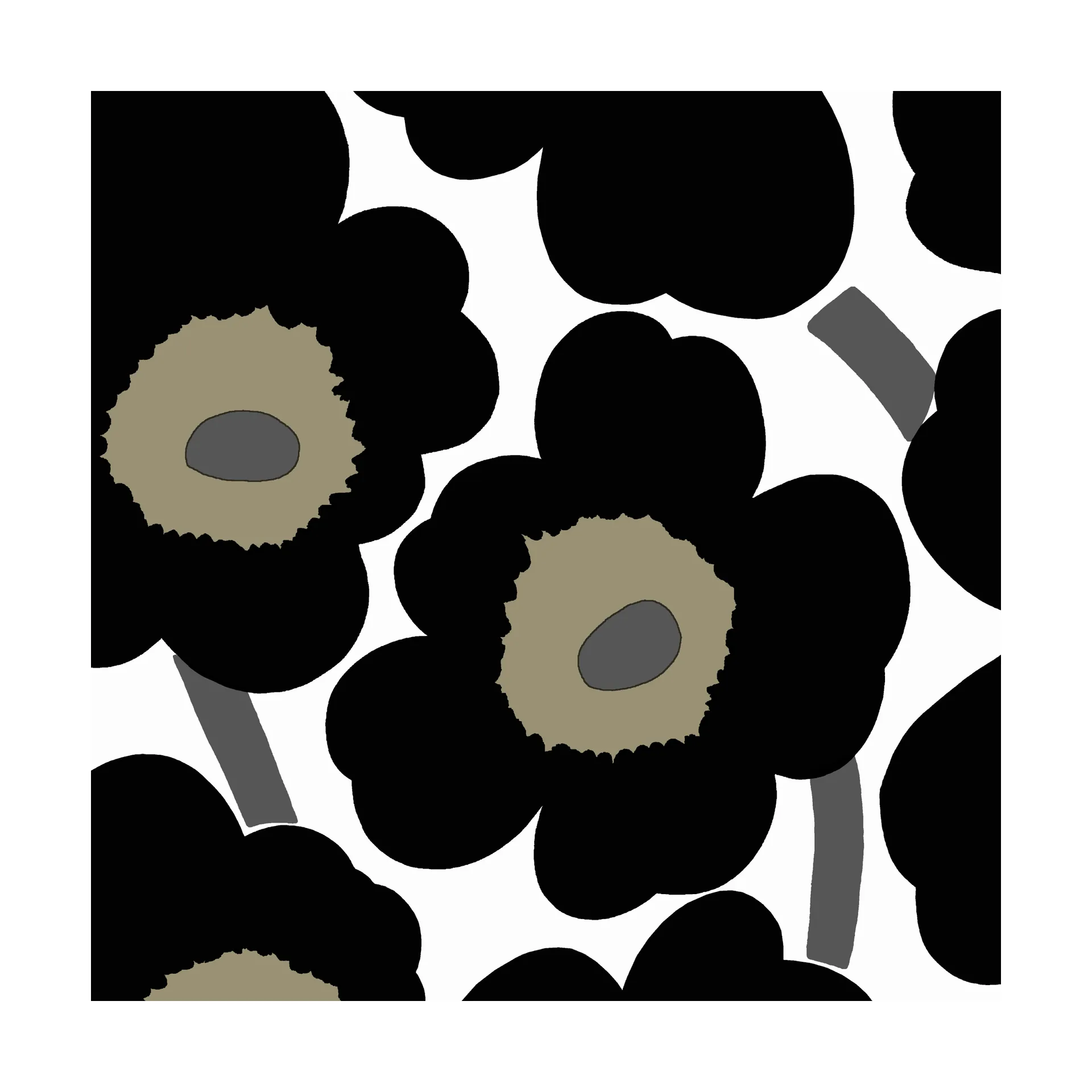 Unikko servetti 33x33 cm 20 kpl, Black-White Marimekko