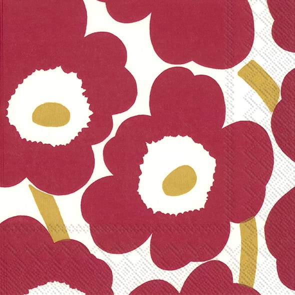 Unikko servietti 33x33 cm 20-pakkaus - Red-Gold - Marimekko