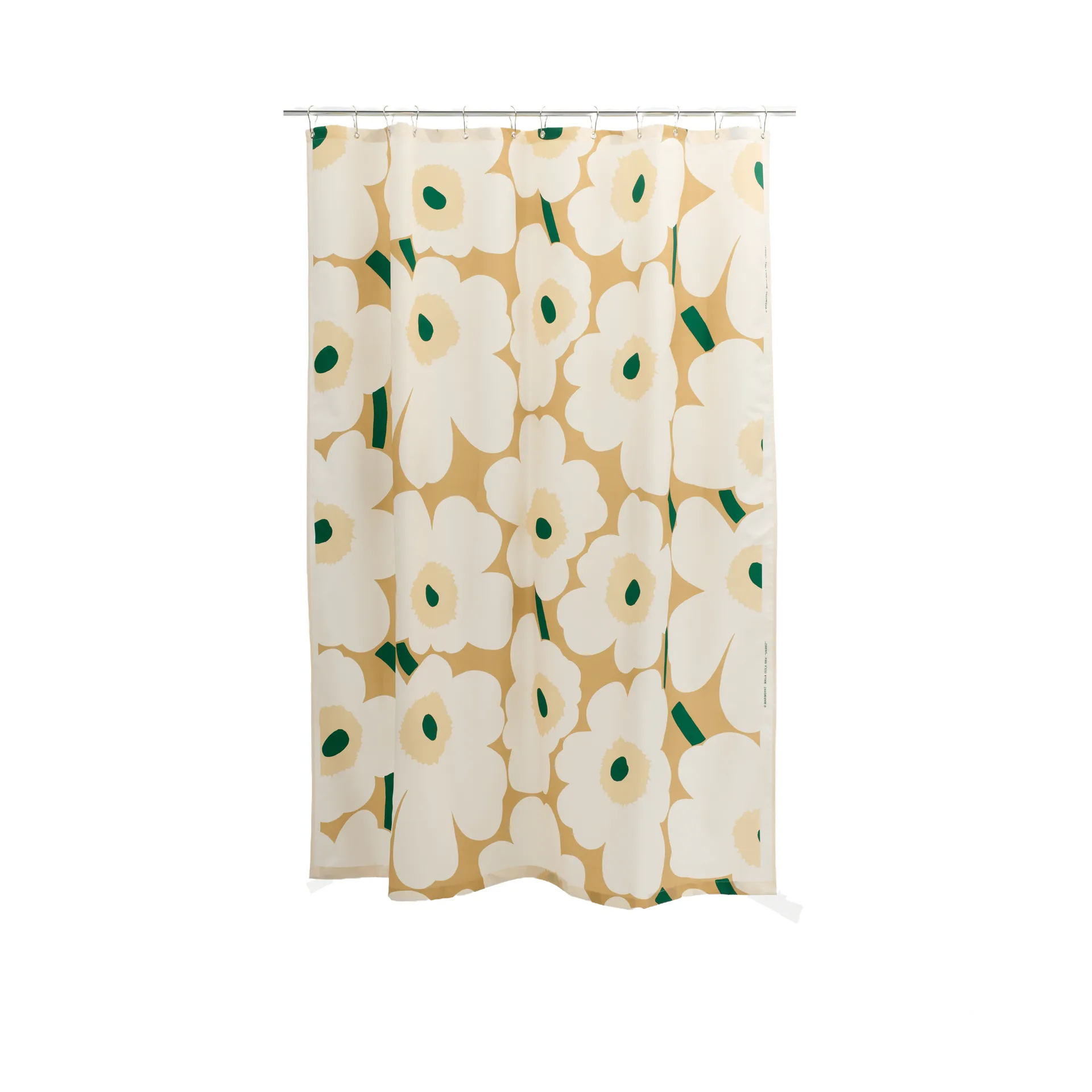 Marimekko Unikko suihkuverho Sand-off white-hay-emerald