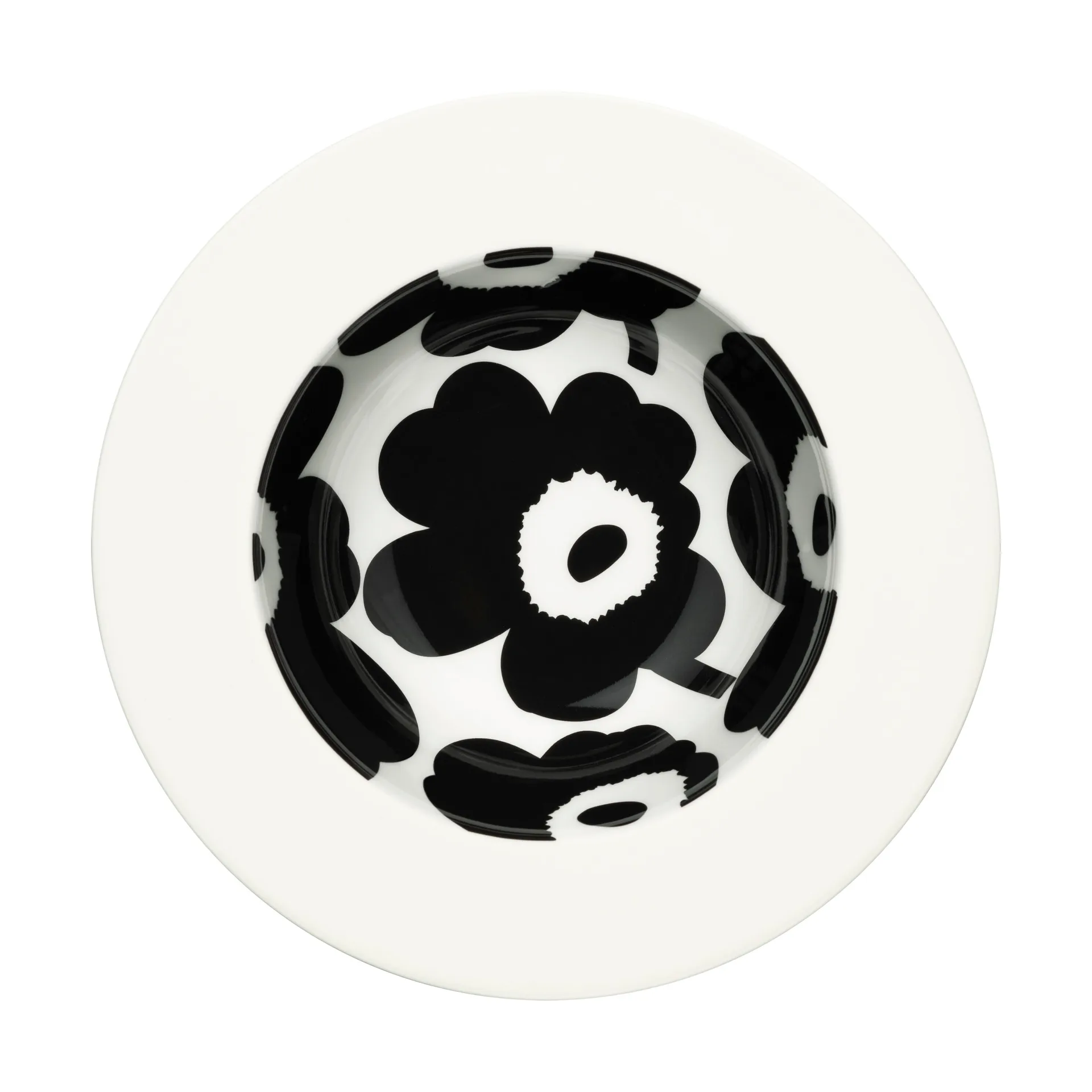 Unikko syvä lautanen Ø20 cm, White-black Marimekko