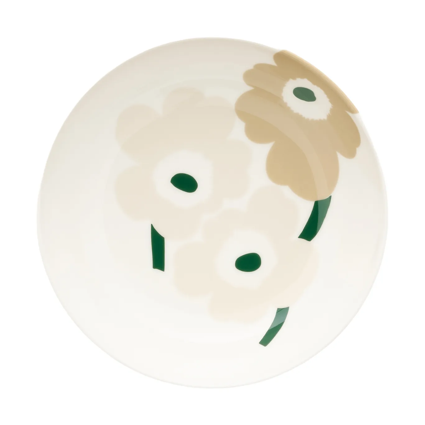 Unikko syvä lautanen, Beige-white-light sand-dark green Marimekko