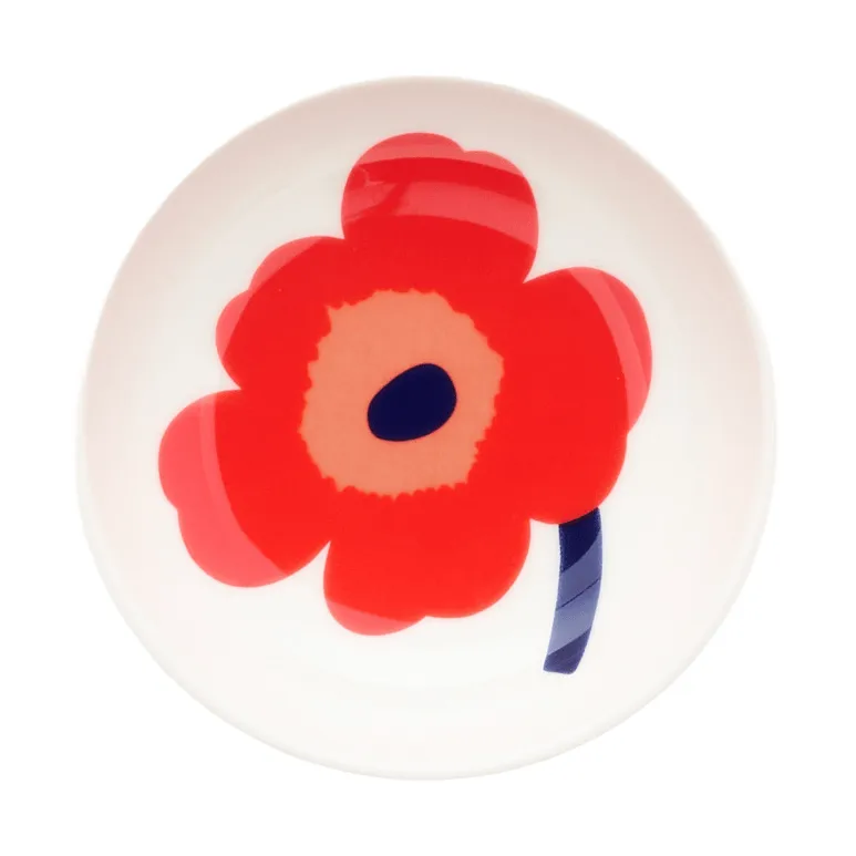 Unikko syvä lautanen, White-red-blue Marimekko