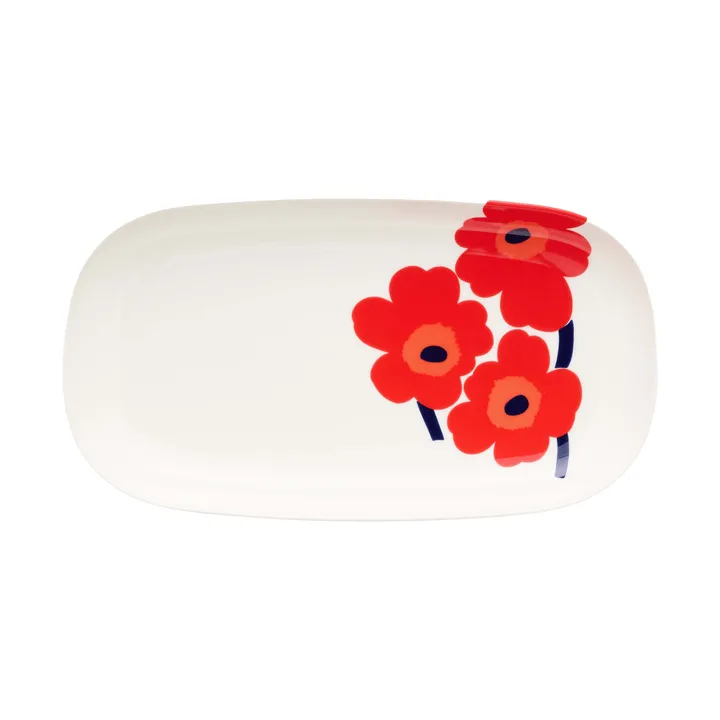 Unikko tarjoiluvati 17x32 cm - White-red-blue - Marimekko