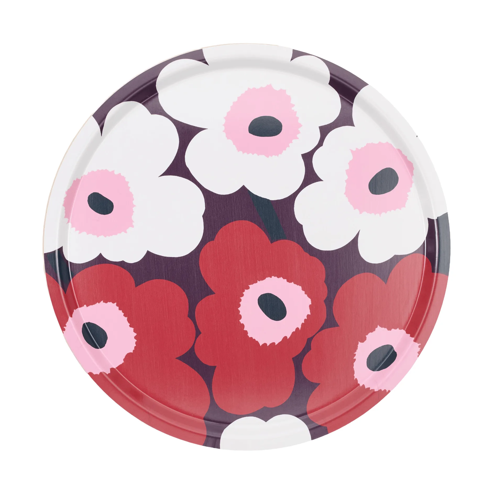 Unikko tarjotin, Plum-cranberry-off white-ruusu, Ø46 cm Marimekko
