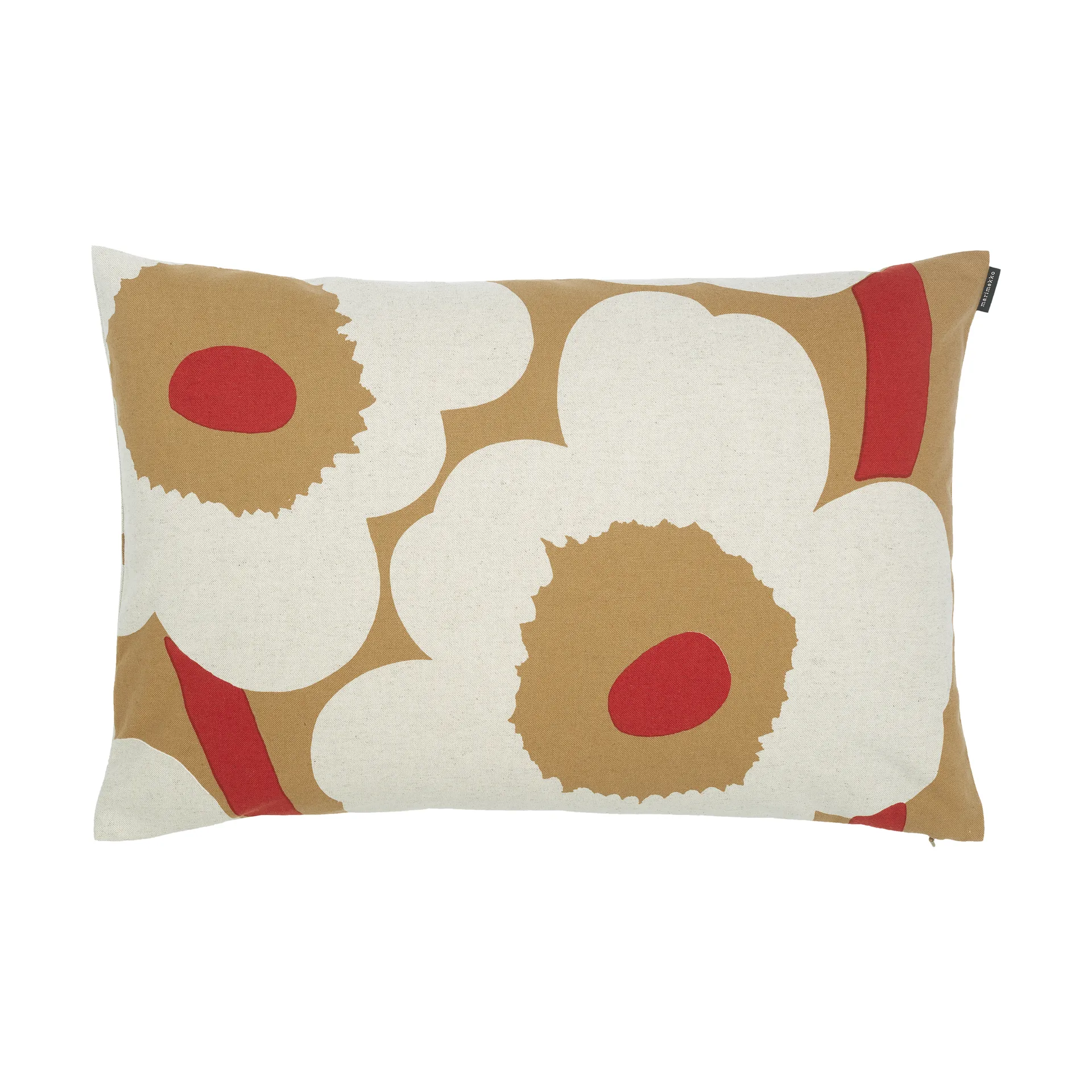 Unikko tyynynpäällinen puuvilla-pellava 40x60 cm, Brown-linen-red Marimekko