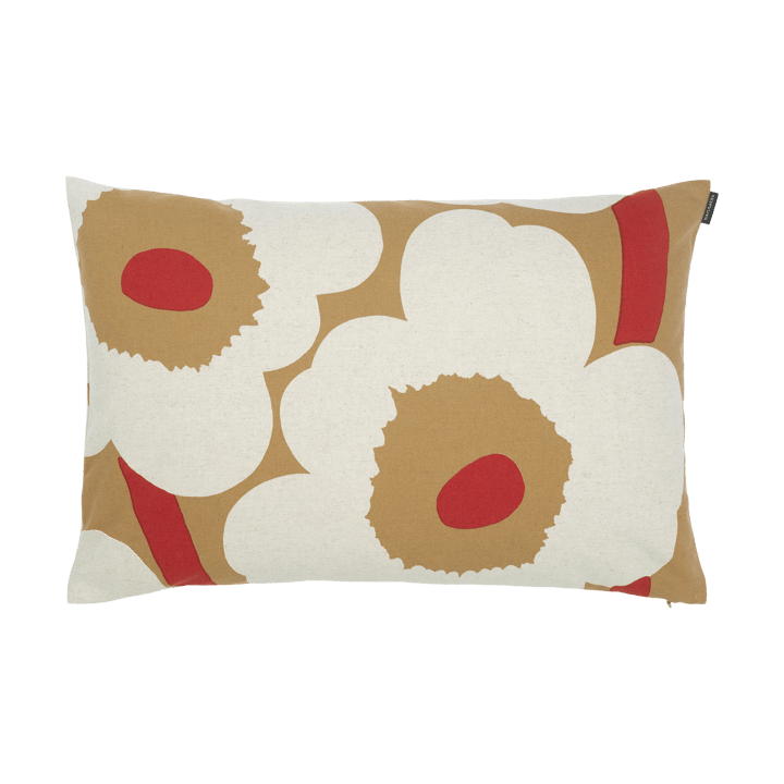Unikko tyynynpäällinen puuvilla-pellava 40x60 cm - Brown-linen-red - Marimekko