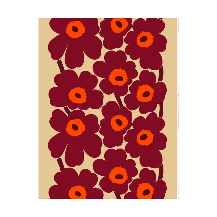 Unikko vahakangas - Vanilja-viininpunainen - Marimekko