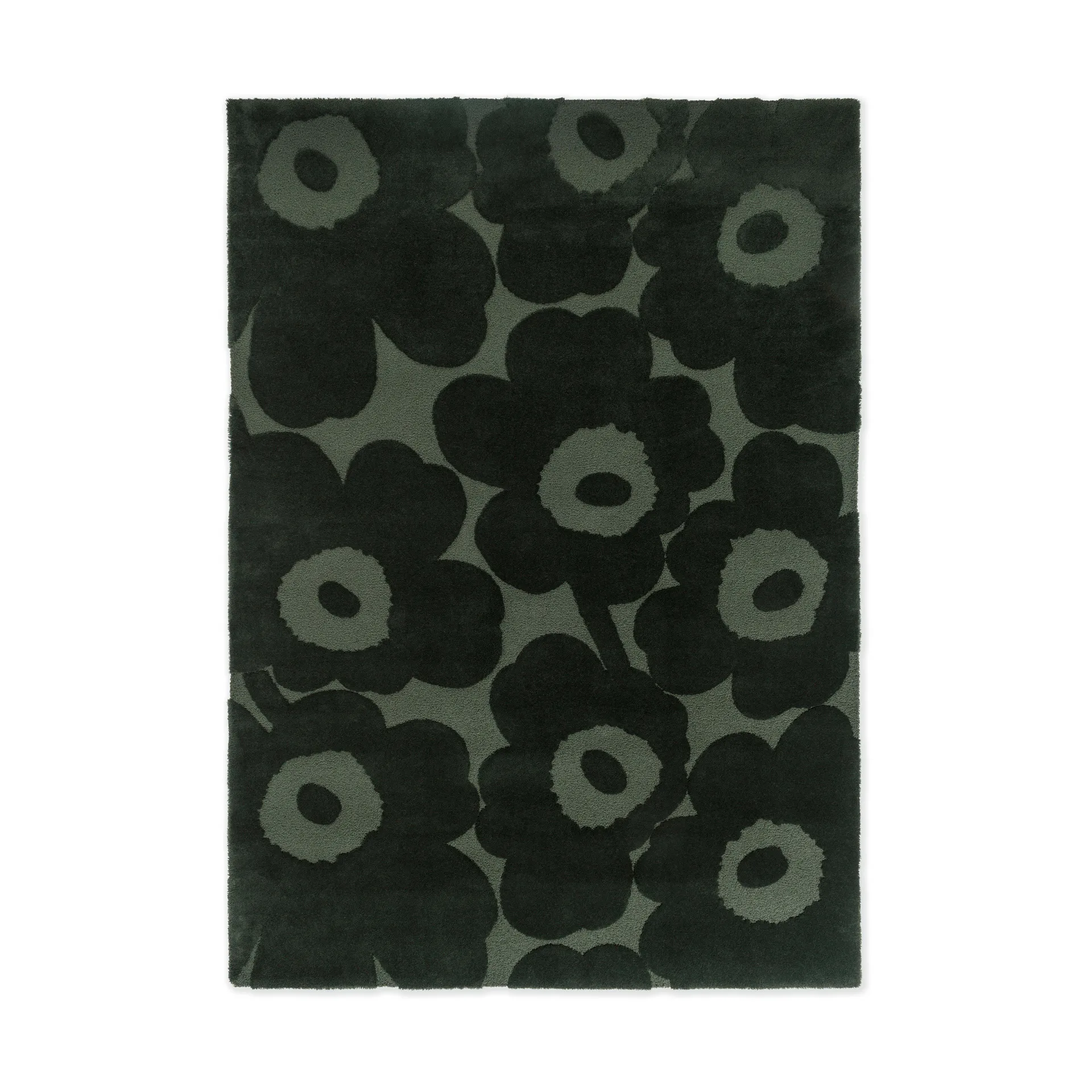 Unikko villamatto, Dark Green, 200x300 cm Marimekko