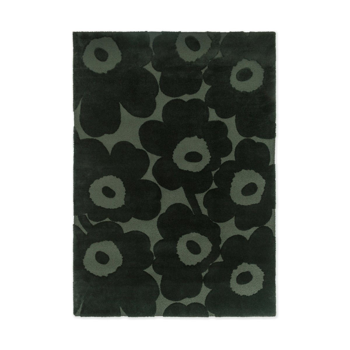 Marimekko Unikko villamatto Dark Green, 200x300 cm | Skandinaavinen Sisustus | Villamatot | Vihreä