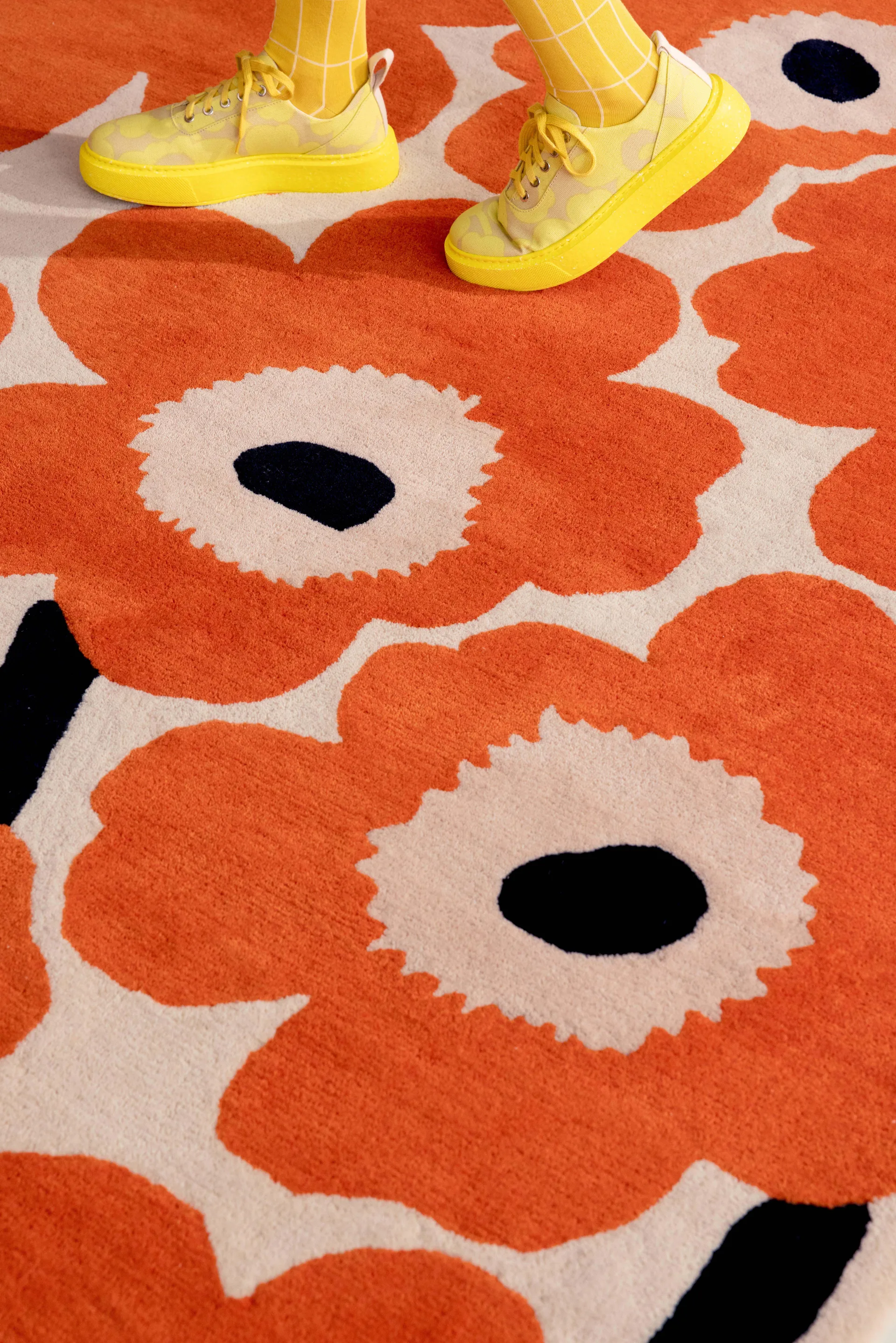 Unikko villamatto, Orange Red, 140x200 cm Marimekko