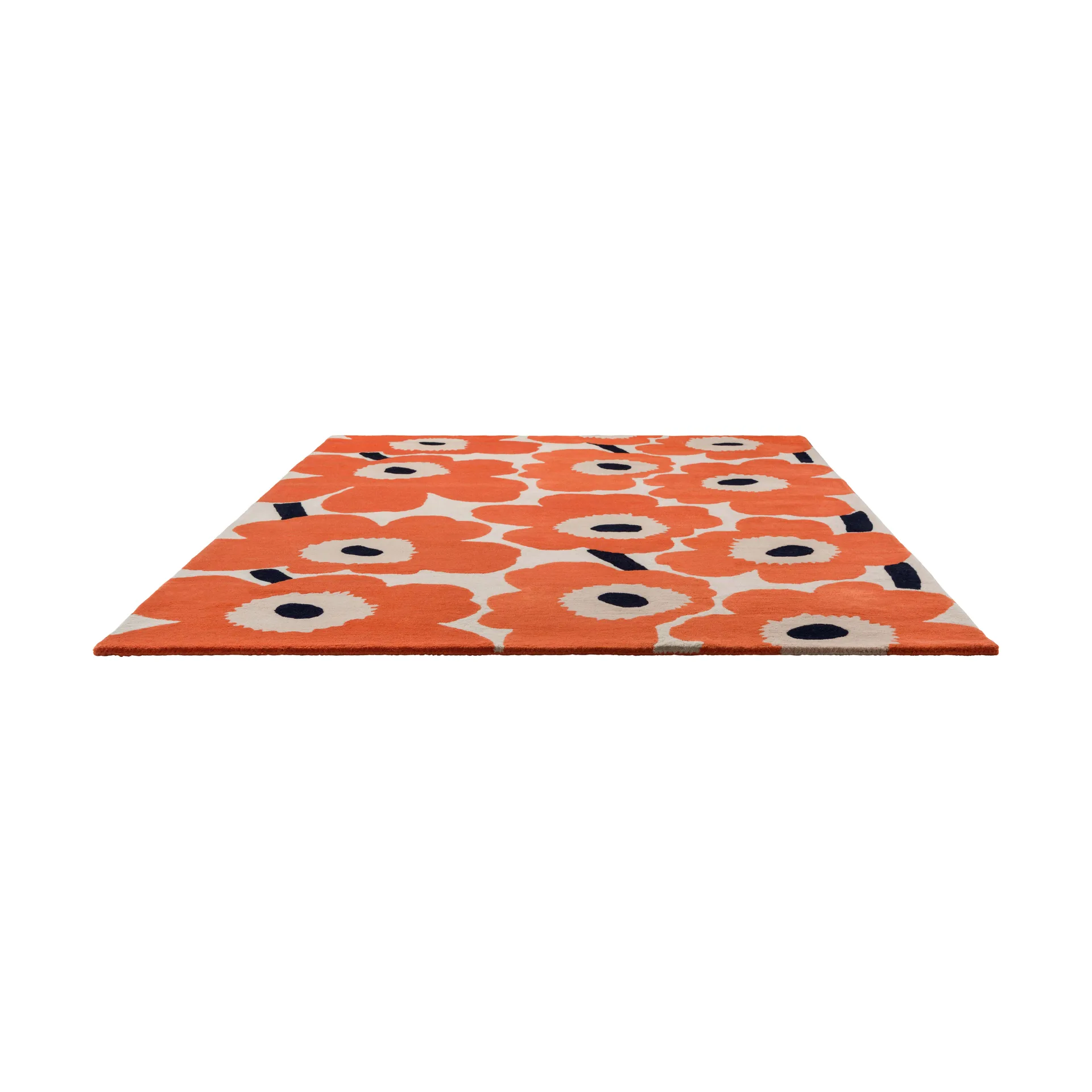 Unikko villamatto, Orange Red, 200x280 cm Marimekko