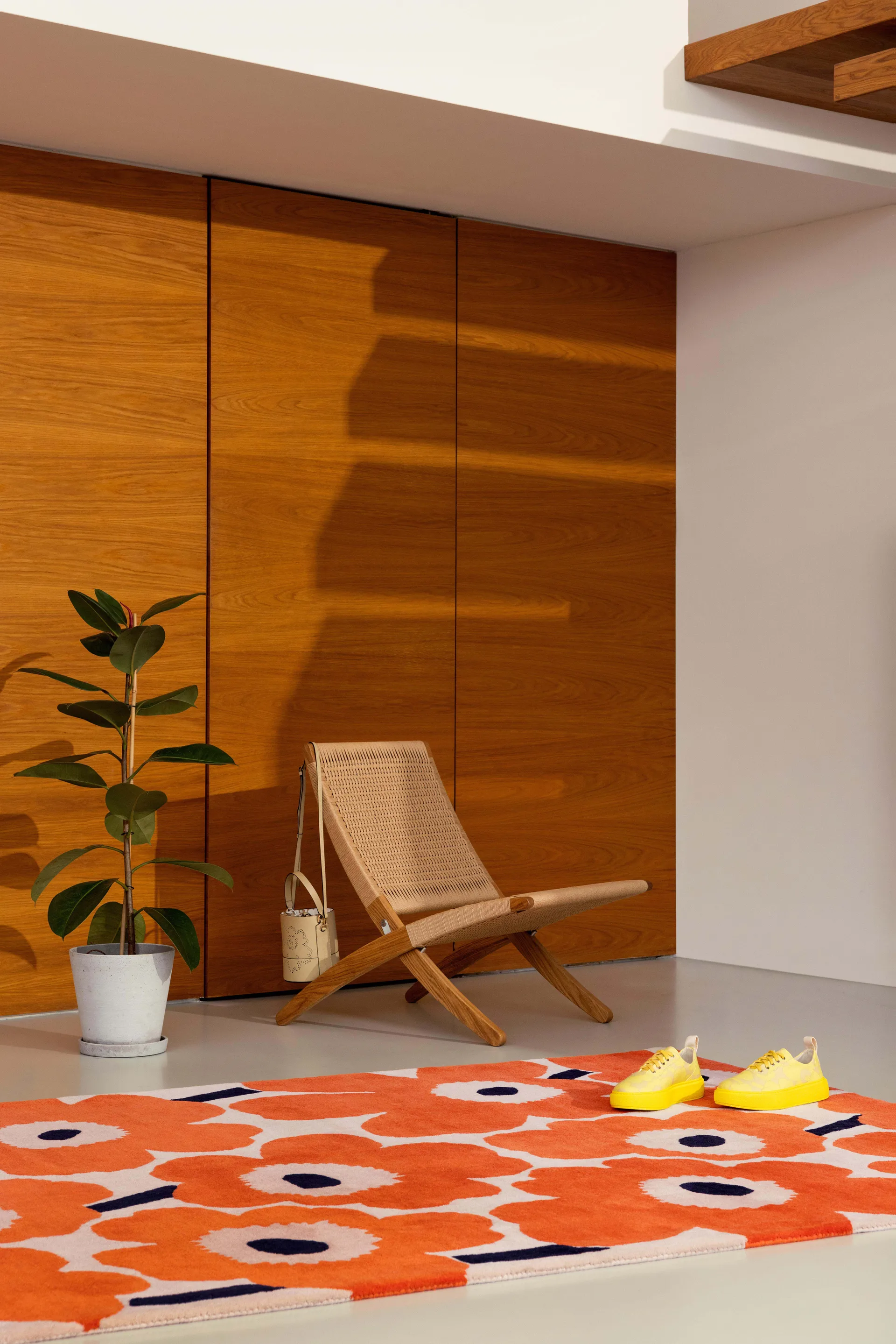 Unikko villamatto, Orange Red, 250x350 cm Marimekko