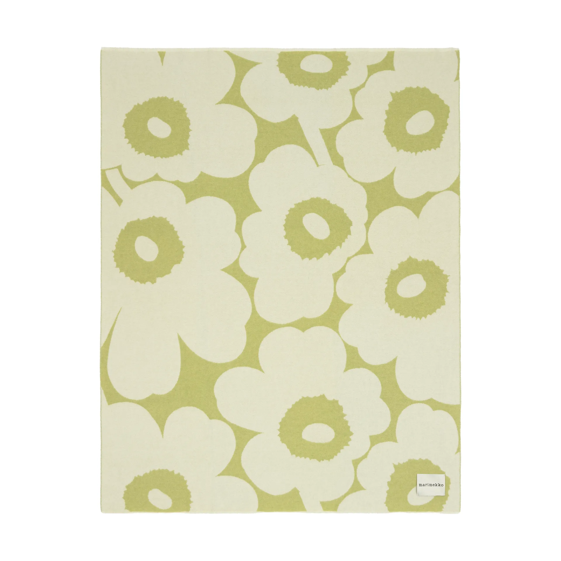 Marimekko Unikko viltti 130×170 cm Pear-off white | Skandinaavinen Sisustus | Puuvillaviltit -ja peitot | Vihreä