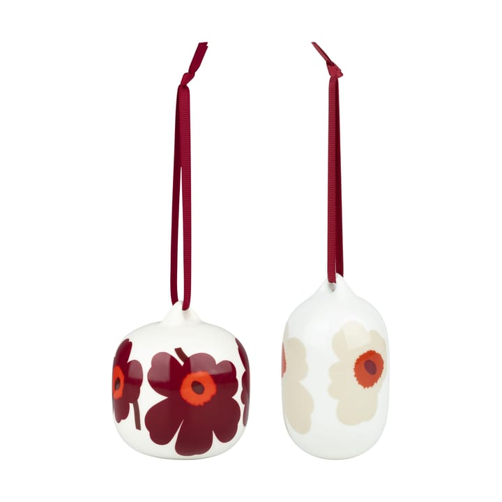 Unkko joulupallot 2025 2 osaa - Valkoinen-punainen-beige - Marimekko