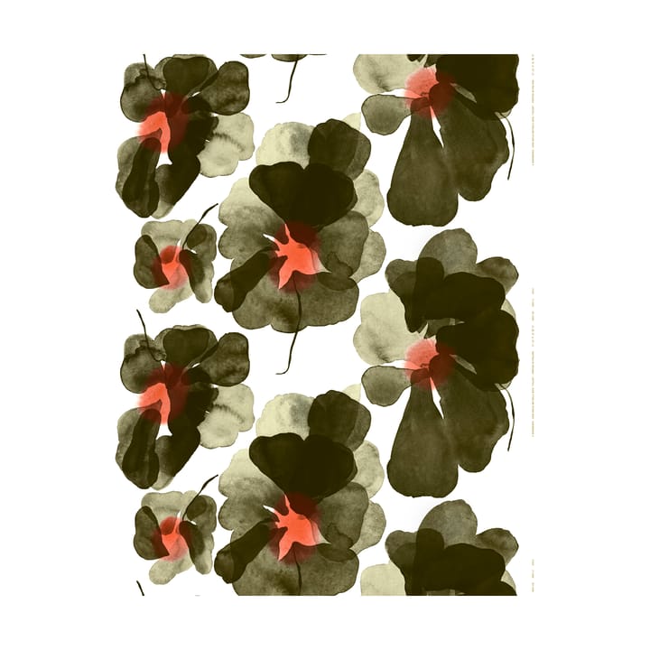 Valssi puuvillakangas - White-forest green-tomato - Marimekko