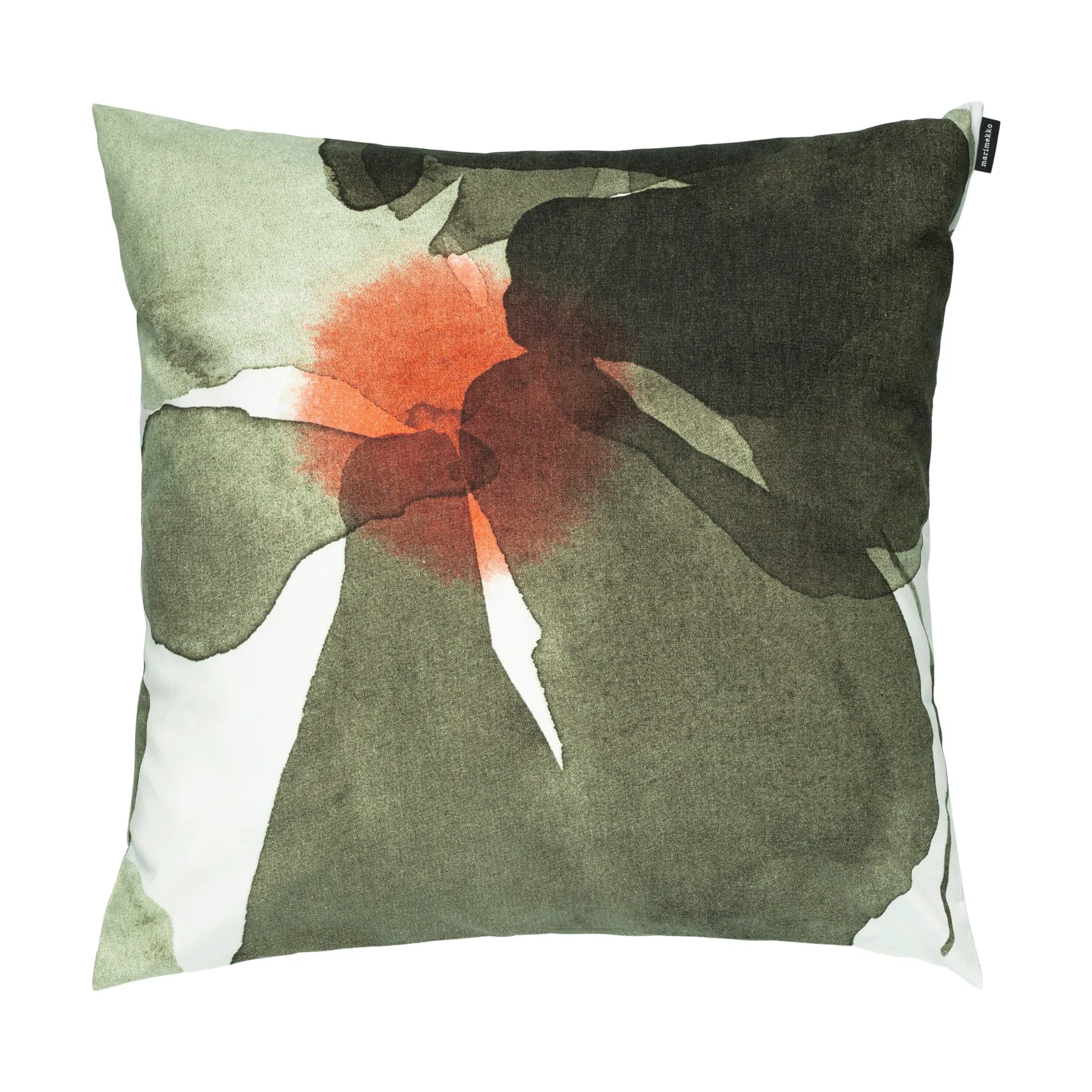 Valssi tyynynpäällinen 50x50 cm, Valkoinen-metsänvihreä-tomaattipunainen Marimekko