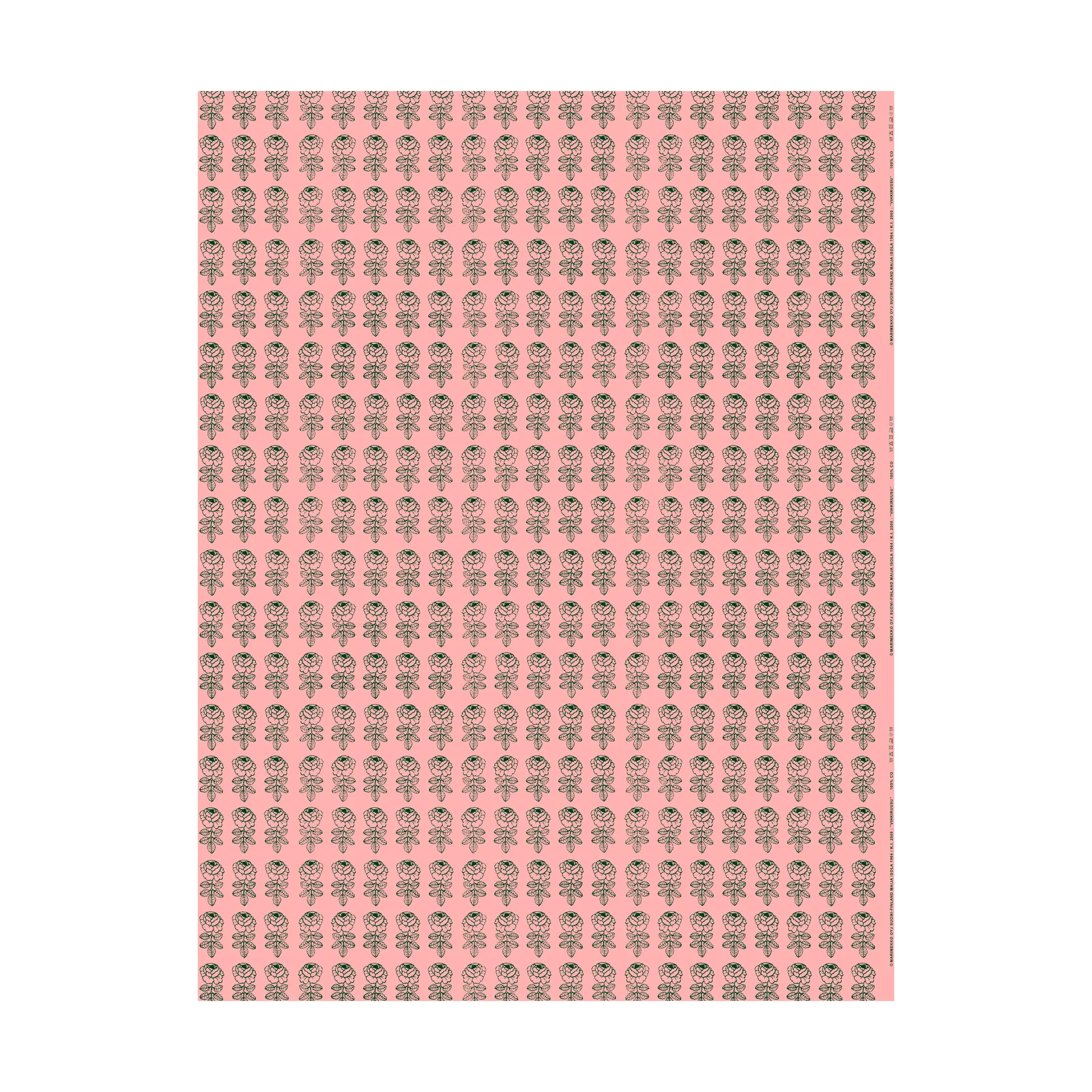 Vihkiruusu kangas, Light pink-dark green Marimekko