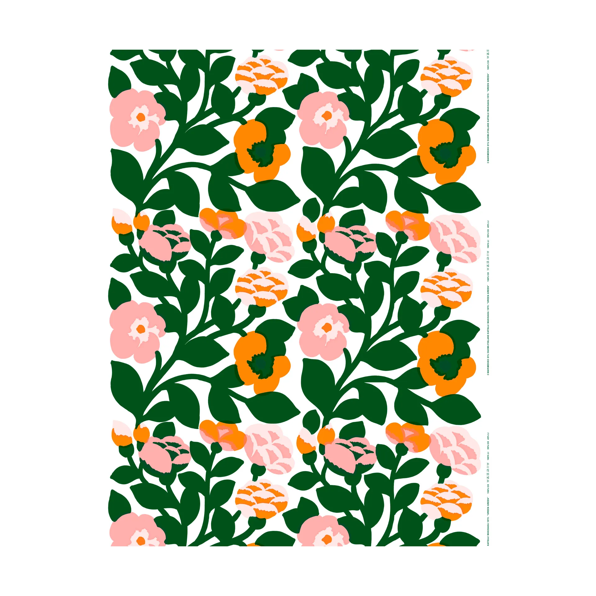 Vihreä Green pöytäliina, Vihreä-oranssi Marimekko