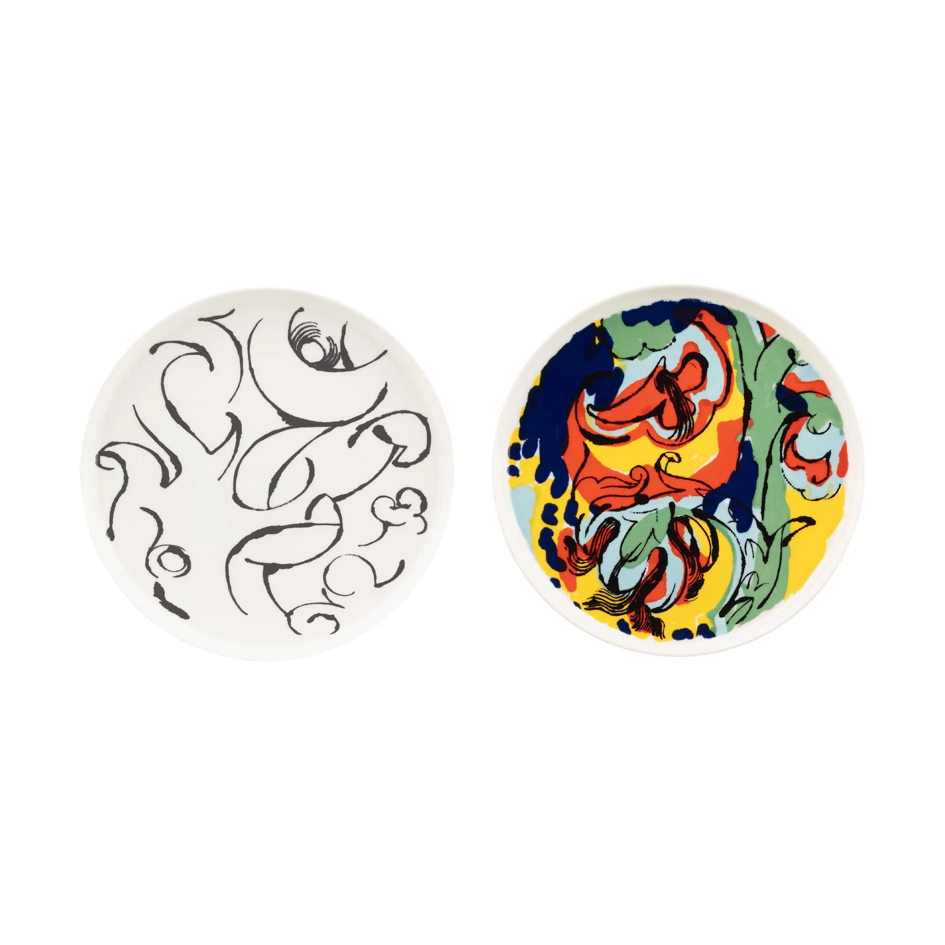 Vildstjälk & Kraftmo lautanen Ø25 cm 2 osaa, White-black-multi Marimekko