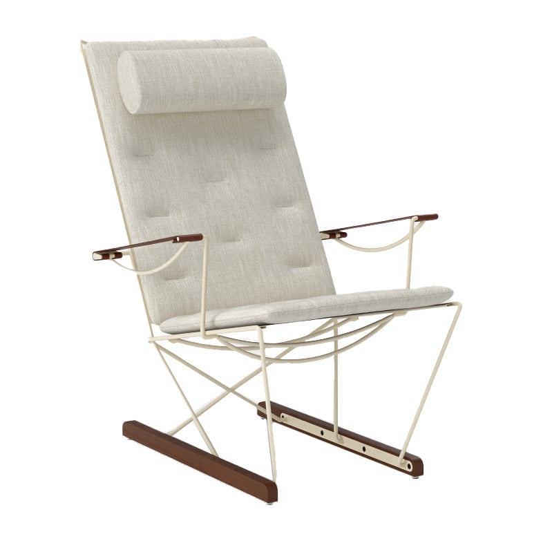 Massproductions Spark Lounge Chair, ivory-saksanpähkinäpetsattu pyökki Romo Ruskin Quill 7757/10