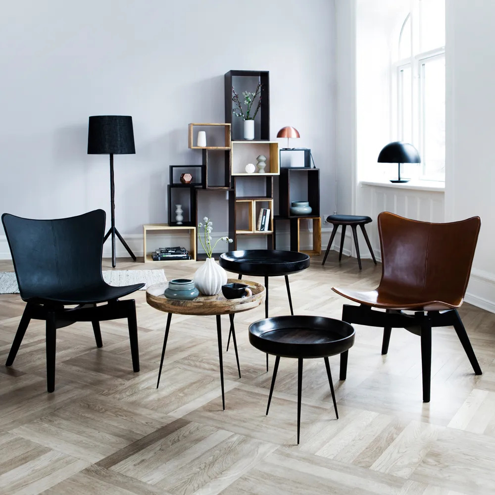 Bowl Medium -pöytä, mango sirka grey, musta teline Mater