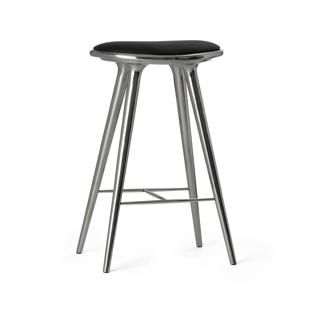Mater Mater high stool baarijakkara korkea 74 cm nahka musta alumiiniteline