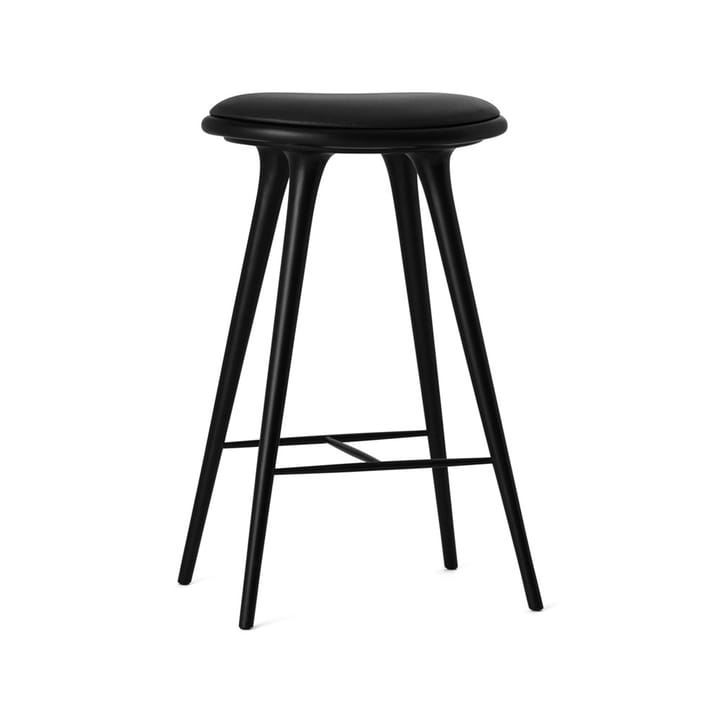 Mater high stool baarijakkara korkea 74 cm - nahka musta, teline mustaksi petsattua pyökkiä - Mater