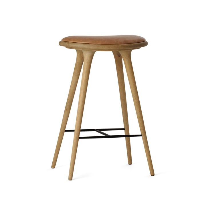 Mater high stool baarijakkara matala 69 cm - nahka luonnonvärinen, saippuoitu tammiteline - Mater