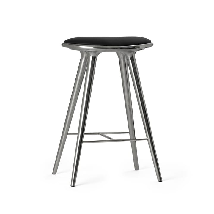 Mater high stool baarijakkara matala 69 cm - nahka musta, alumiiniteline - Mater