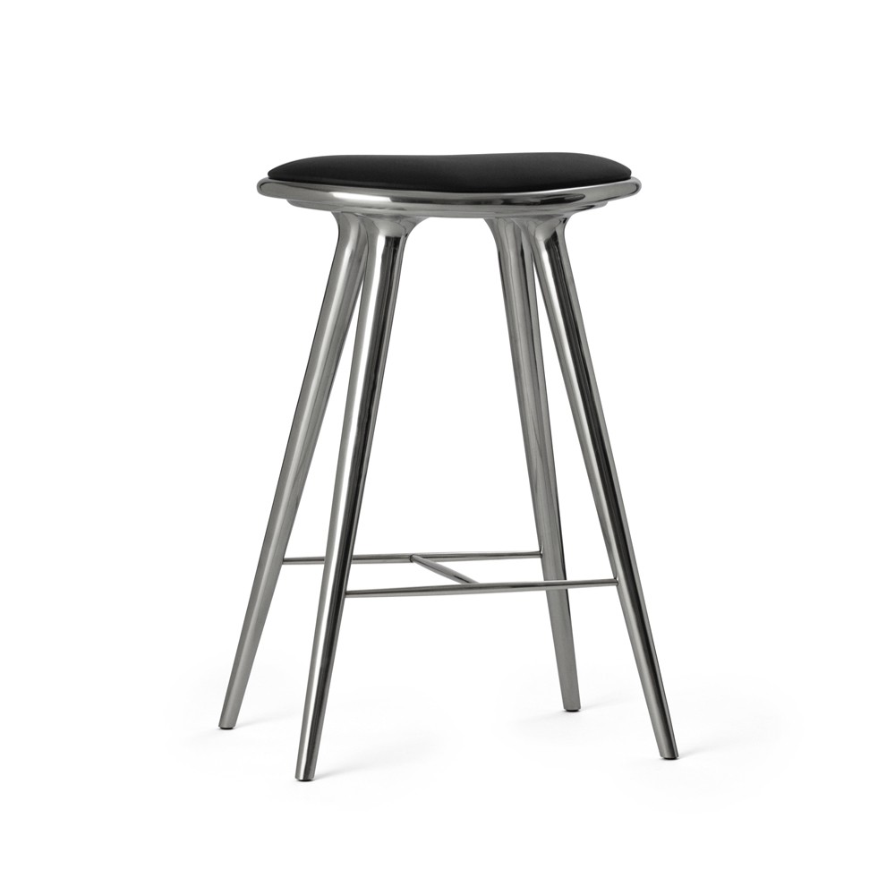 Mater high stool baarijakkara matala 69 cm nahka musta, alumiiniteline