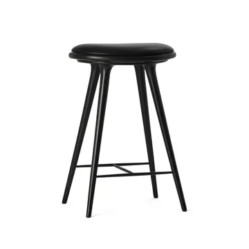 Mater high stool baarijakkara matala 69 cm - nahka musta, teline mustaksi petsattua pyökkiä - Mater