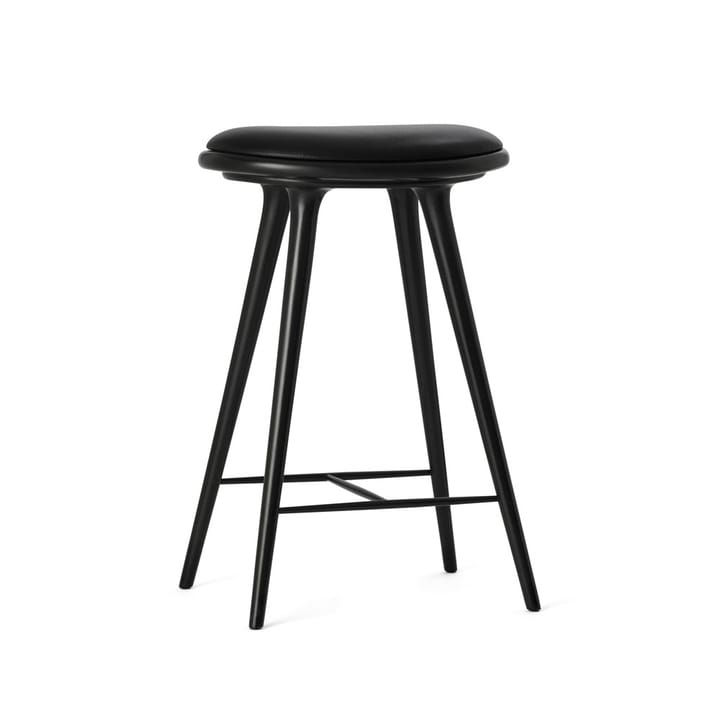 Mater high stool baarijakkara matala 69 cm - nahka musta, teline mustaksi petsattua pyökkiä - Mater