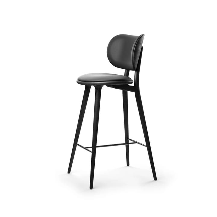 Mater High Stool Backrest -baarituoli korkea - nahka musta, mustaksi petsattu pyökkiteline - Mater