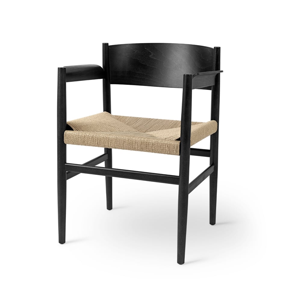 Mater Nestor käsinojallinen tuoli musta pyökki luonnonvärinen paperinaru