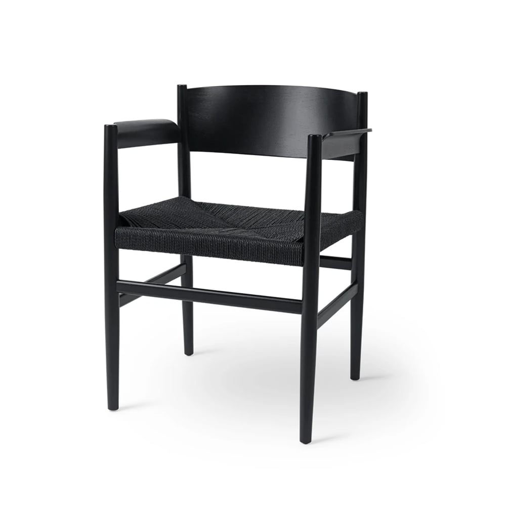 Mater Nestor käsinojallinen tuoli pyökki mustaksi petsattu musta istuinosa