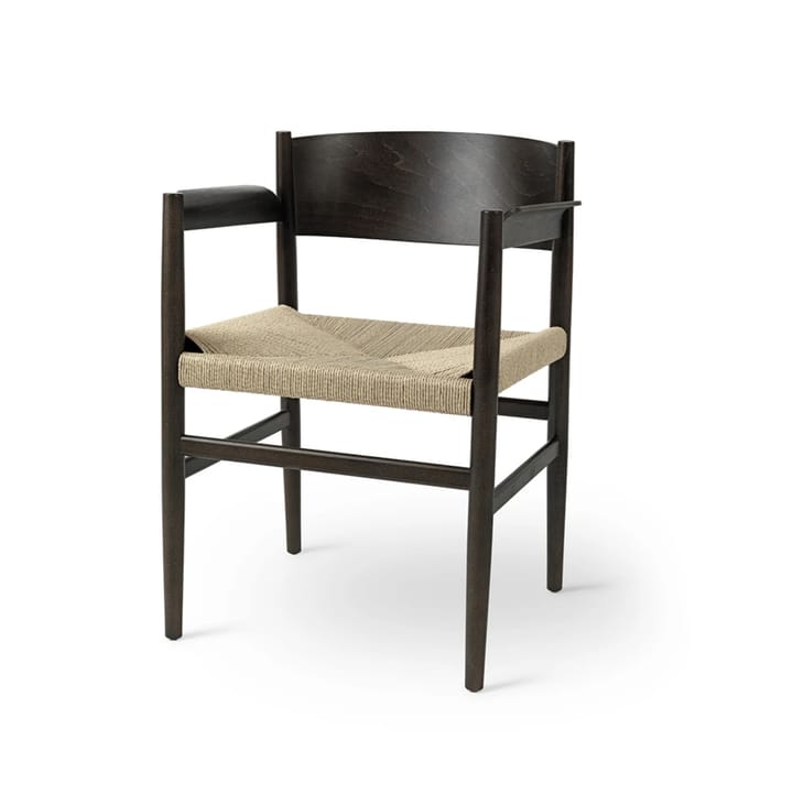 Nestor käsinojallinen tuoli - tammi sirka grey, luonnonpunottu istuinosa - Mater