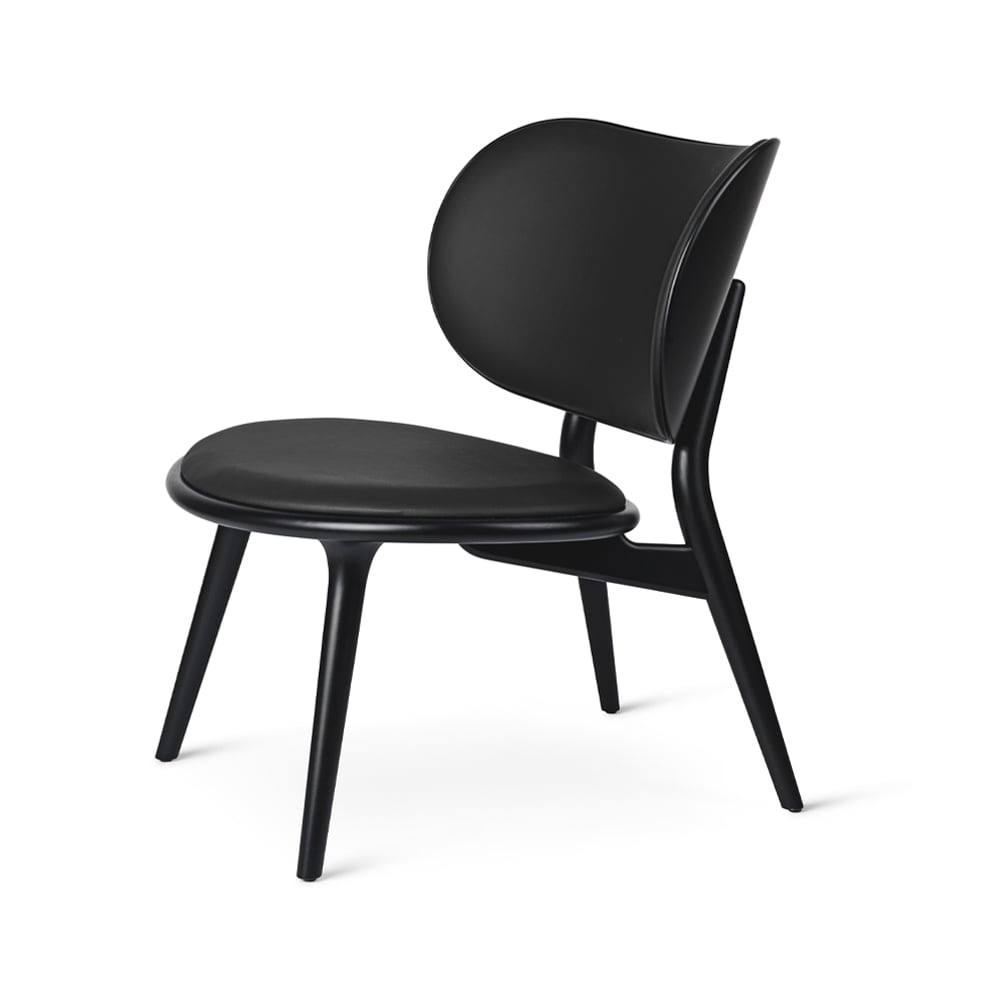 Mater The Lounge Chair -loungetuoli nahka musta mustaksi petsattu pyökkiteline
