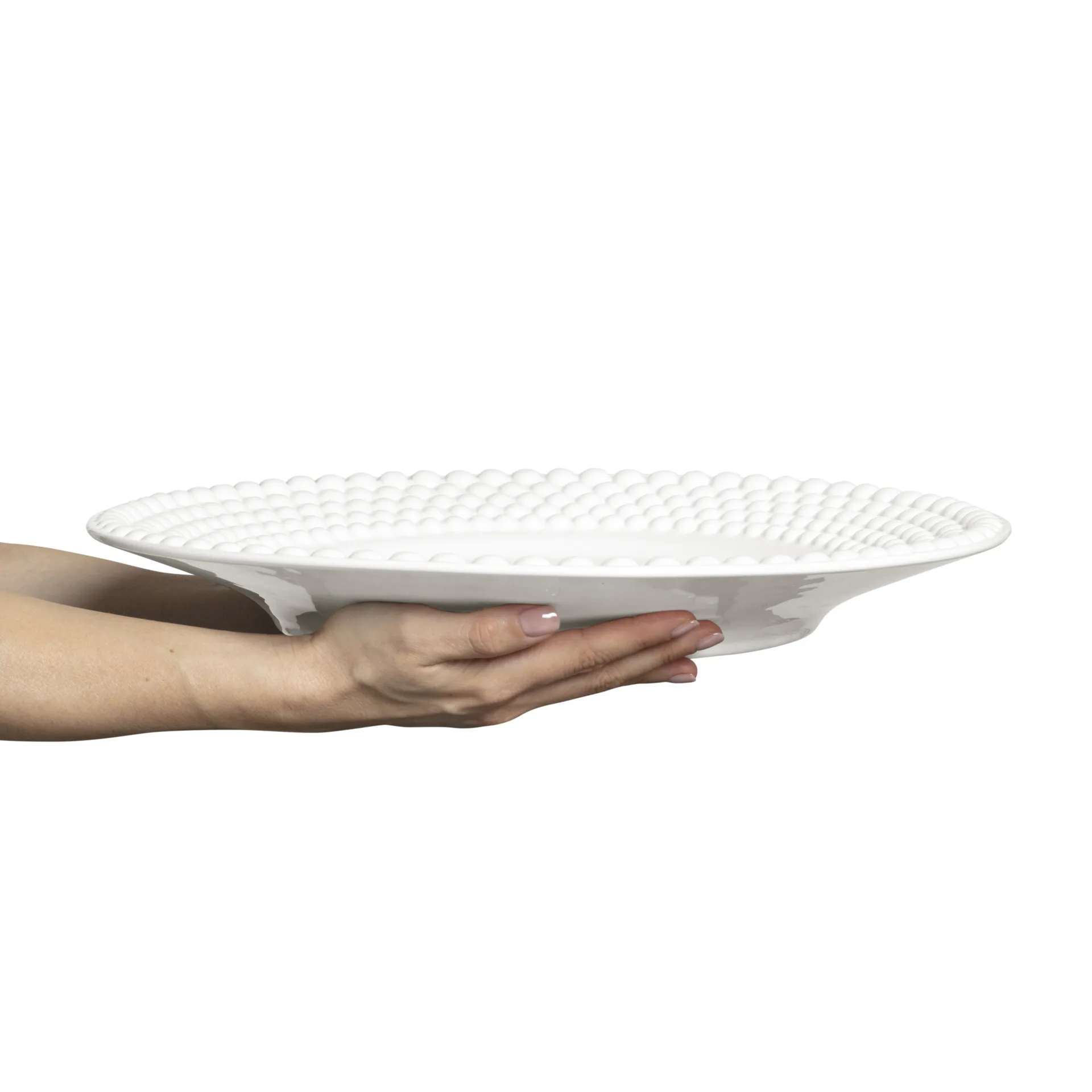 Bubbles-lautanen 42 cm, Valkoinen Mateus