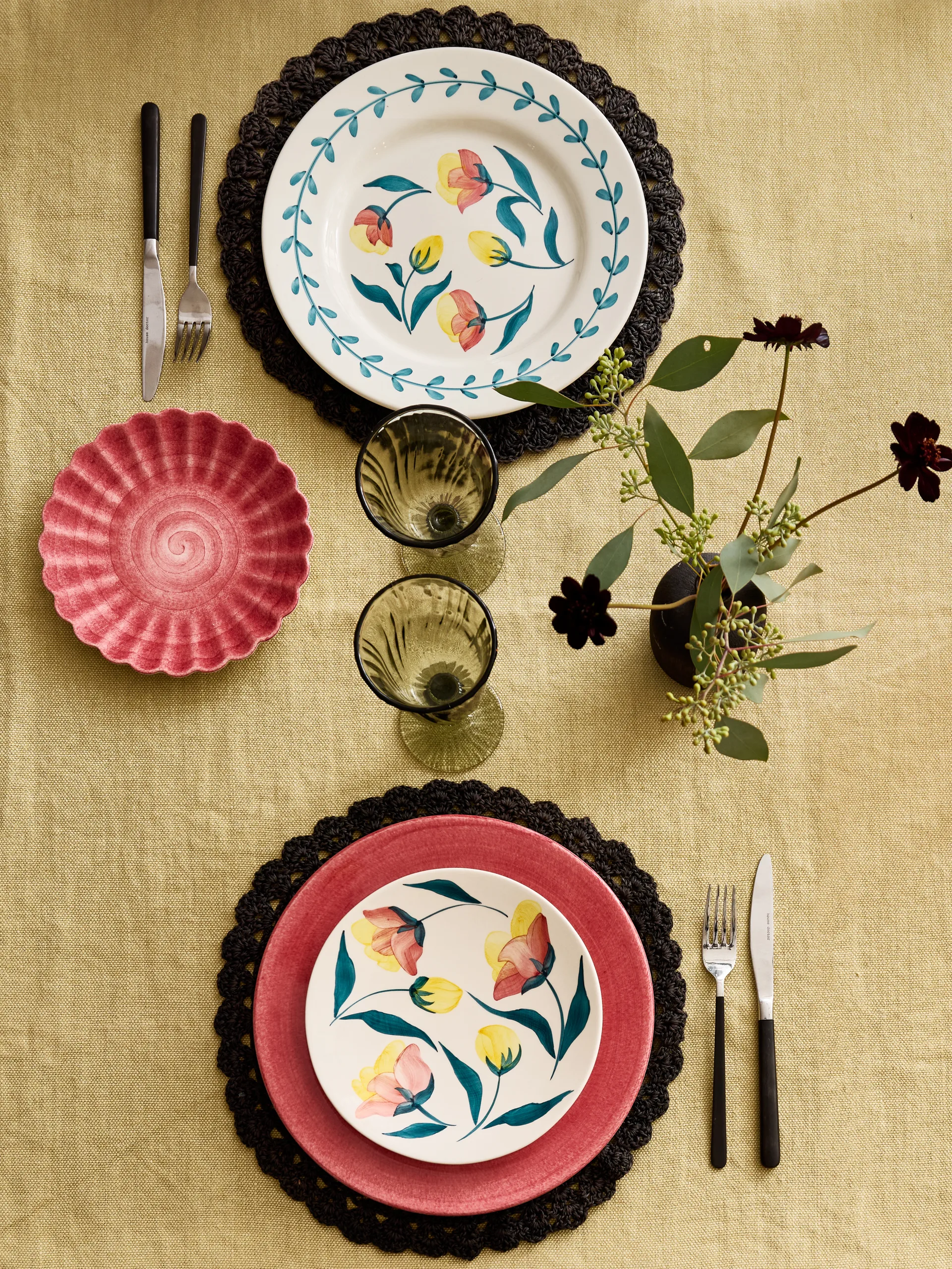 Flowers tulips side asetti Ø20 cm, Valkoinen Mateus