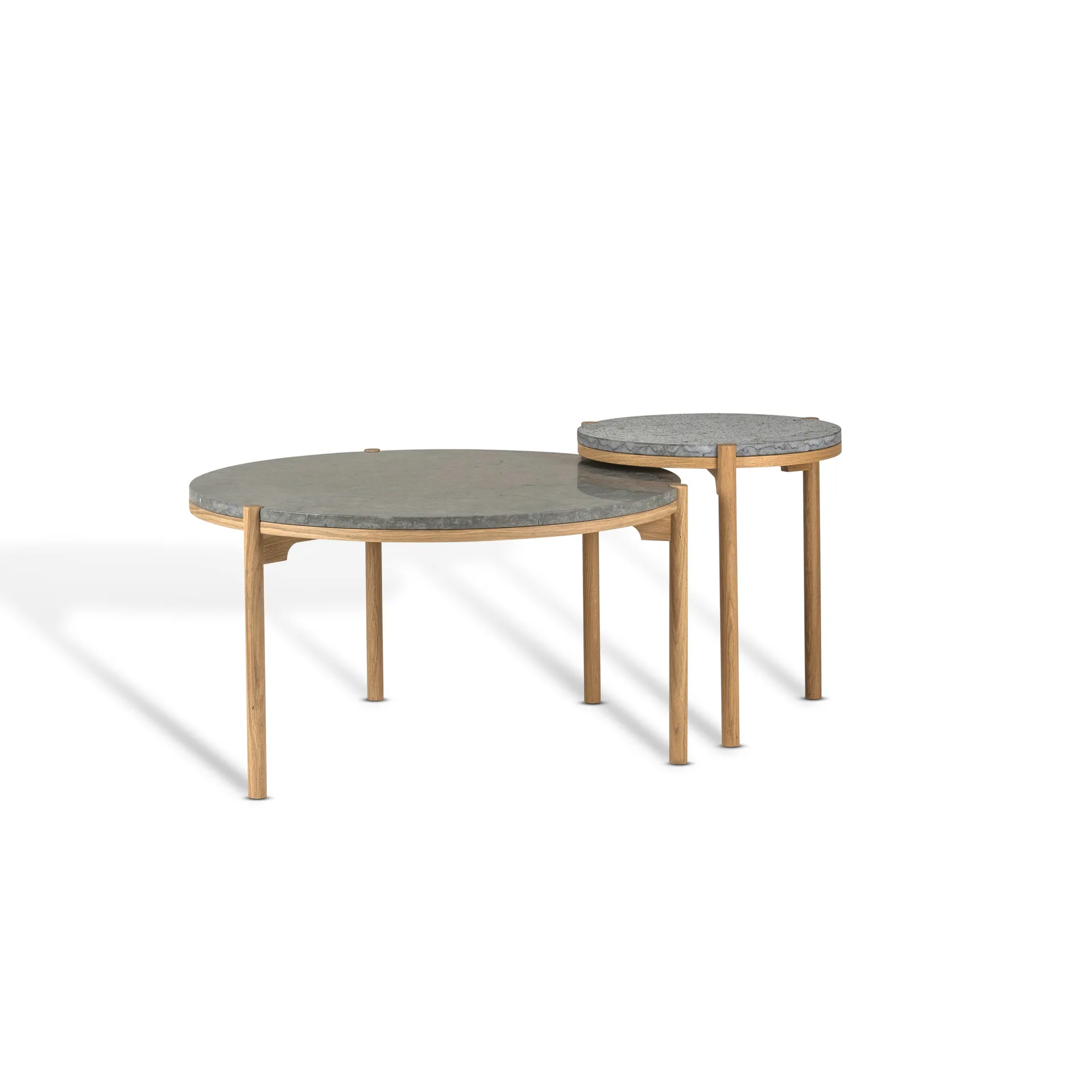 Dondo sivupöytä valkopigmentoitu tammi Ø45 cm, Hiontahiekkakivi Mavis