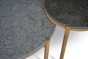 Dondo sivupöytä valkopigmentoitu tammi Ø45 cm - Hiontahiekkakivi - Mavis
