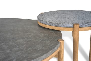 Dondo sivupöytä valkopigmentoitu tammiØ80 cm - Hiontahiekkakivi - Mavis