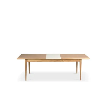 Höllviken ruokapöytä - Tammen valkoinen pigmentoitu mattalakkapinta 1 lisäosa beige MDF á 50 cm - Mavis